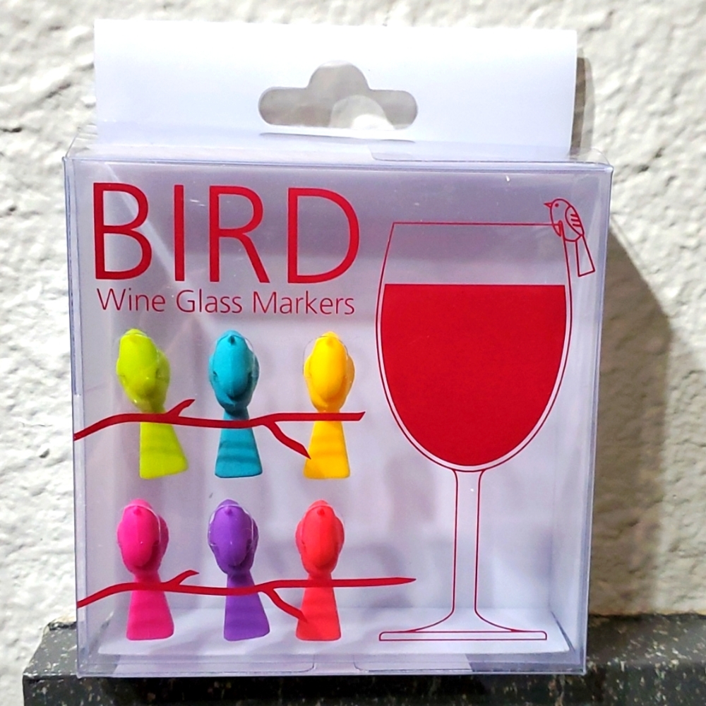 Bird wine glass markers, multi-colored
